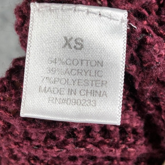 LA Hearts Womens XS Burgundy Chunky Cable Knit Crewneck Sweater - Picture 7 of 7